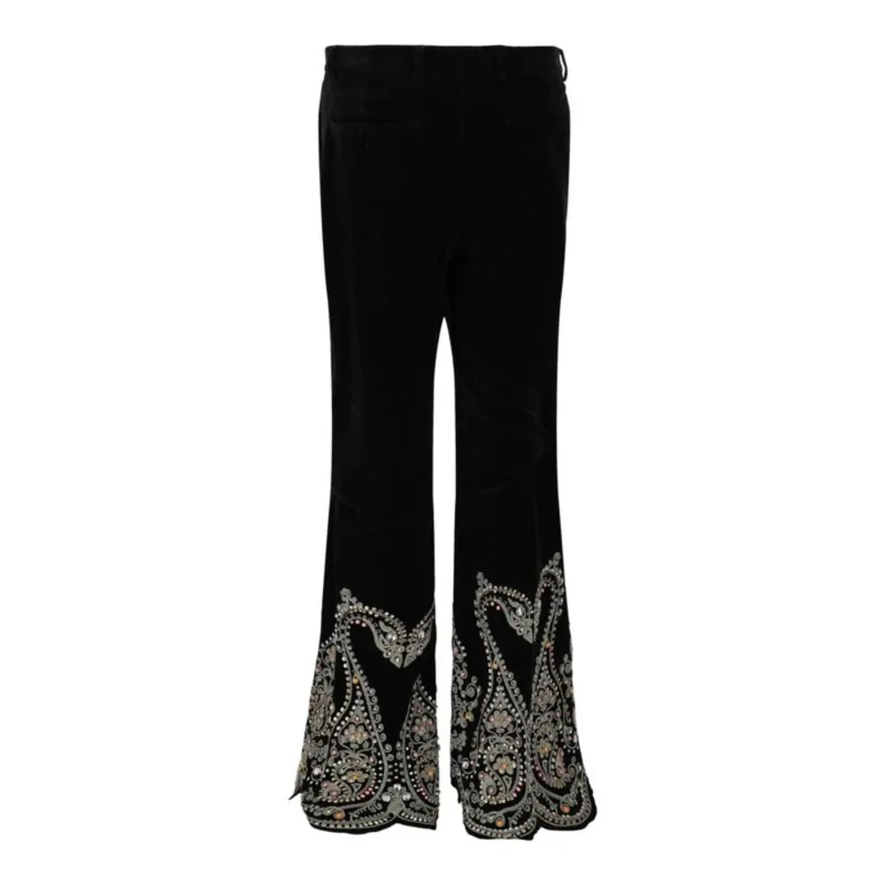 Gucci Embroidered Velvet Pants Black Mens